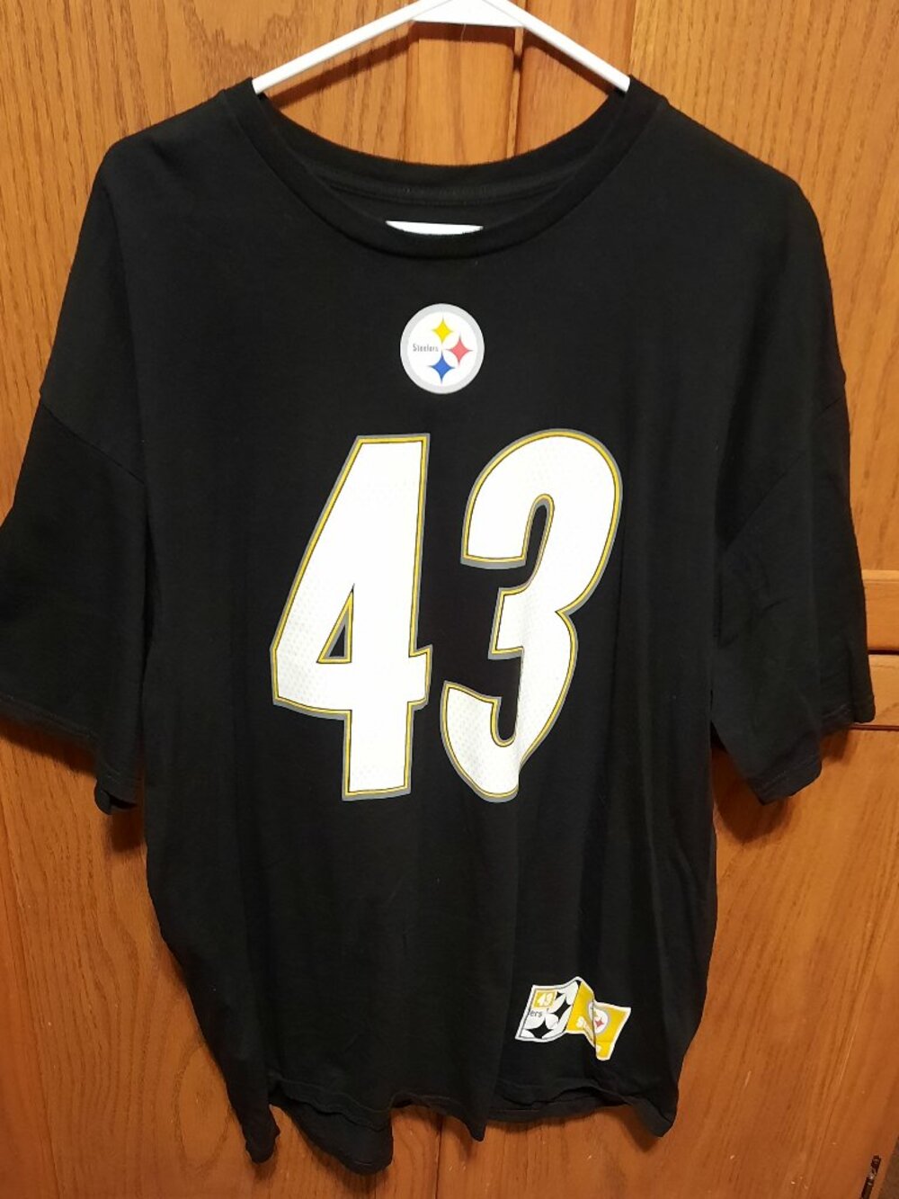 Troy Polamalu #43 Pittsburgh Steelers NFL Team Apparel Jersey Style T-Shirt 2XL